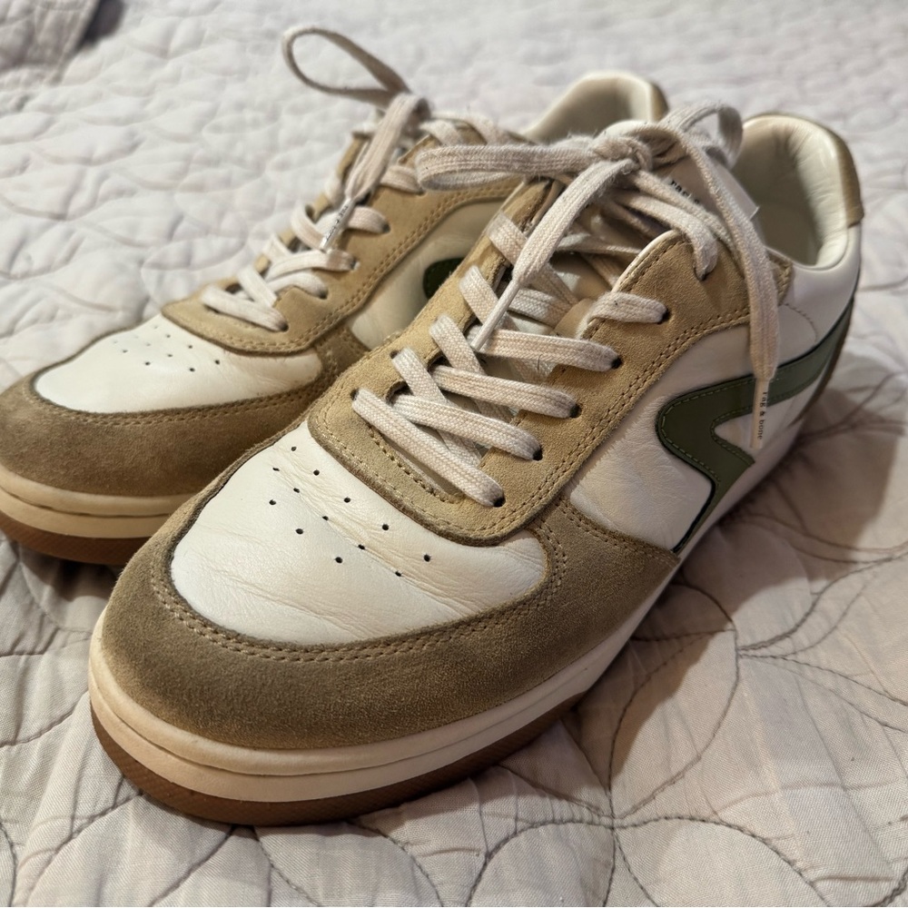 Rag and Bone Men's Court Sneakers in White and Tan